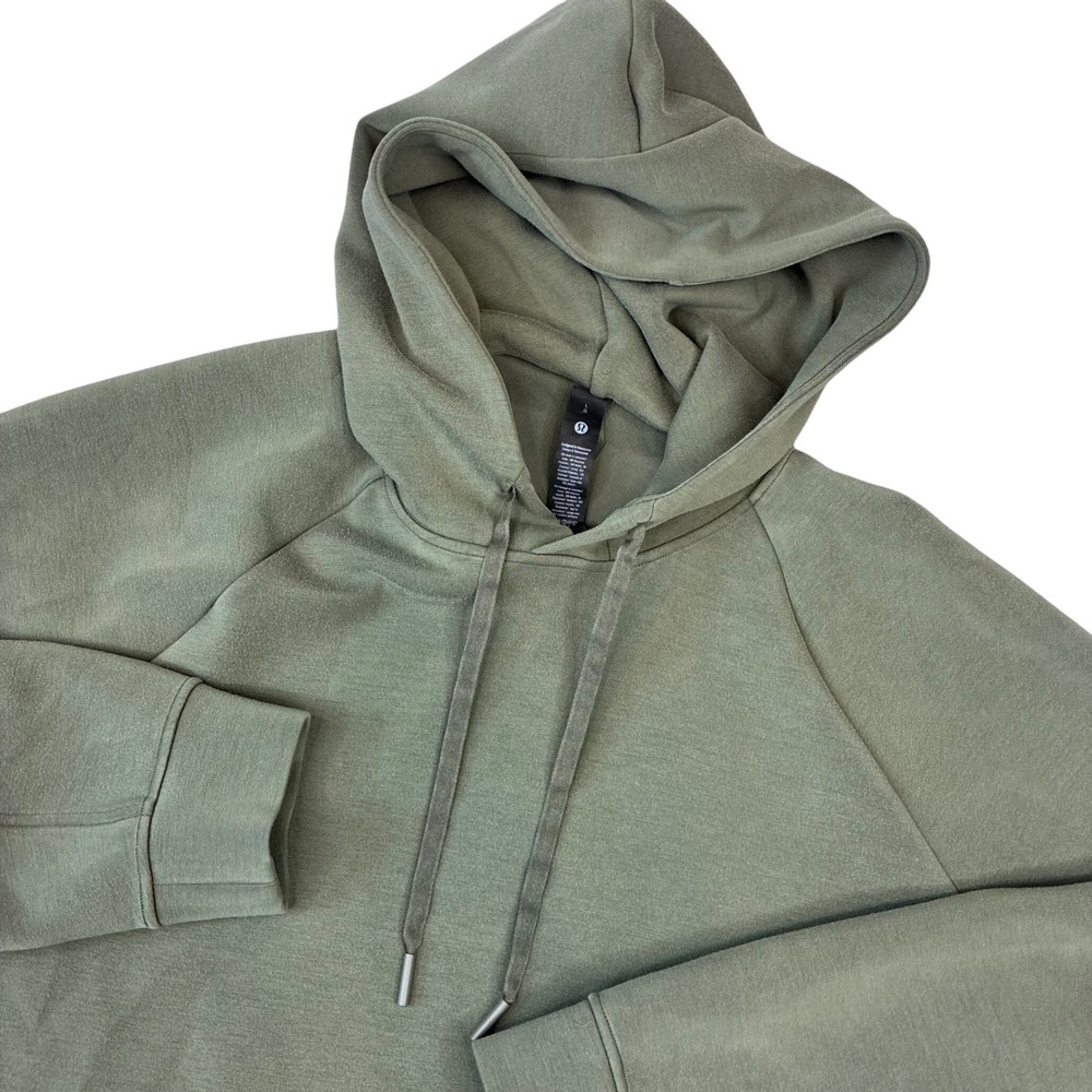 Lululemon Hoodie Mens Large Olive Green Modal Blend Raglan Pullover Sweatshirt